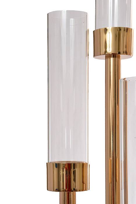 29.5&quot; Metal 12-Lite Candle Holder W/Glass Gold