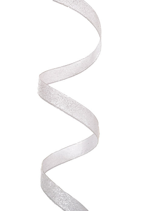 7/8" X 10Yds Satin Frosted Glitter White