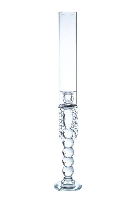 22.75" Crystal Candle Holder W/beads Clear