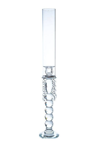 22.75" Crystal Candle Holder W/beads Clear
