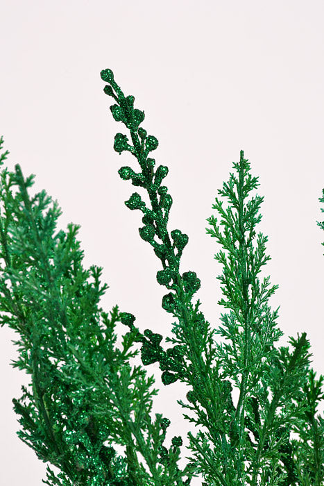 19" Cypress W/Glitter Bush Green