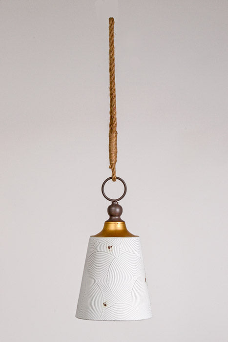 14" Metal Bell Ornament White/Gold