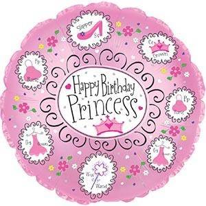 18" Foil Birthday Princess Pink Pkg/10