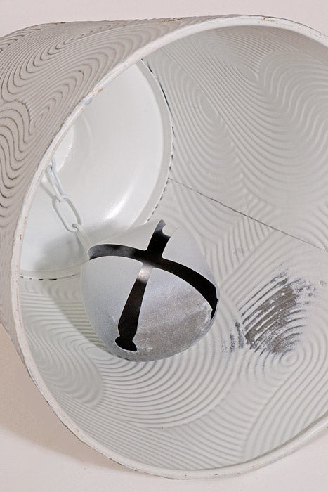 14" Metal Bell Ornament White/Gold