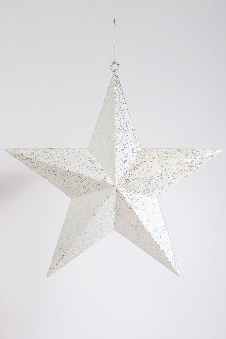 24" Glittered Star White/Silver/Iridescent