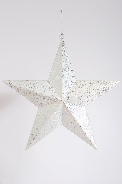 24" Glittered Star White/Silver/Iridescent