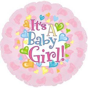 18" Foil Baby Girl Footies Pink Pkg/10