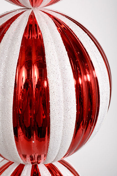 36.5" Finial Shiny with Glitter Ornament Red/White