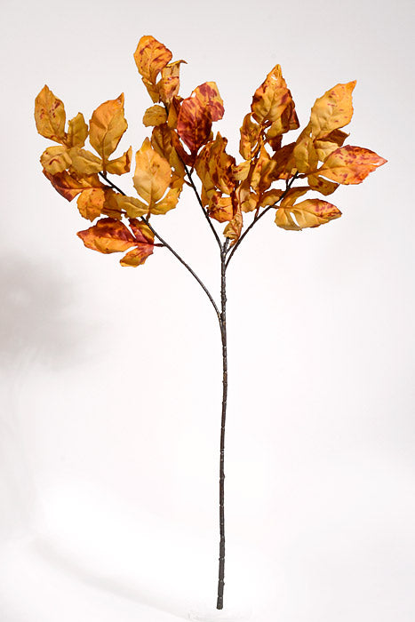 32" Silk Peony Leaf Spray Brown