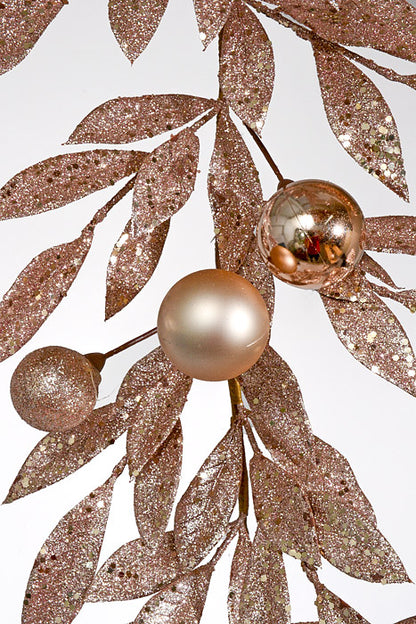 5Ft Glitter Leaves/Ball Garland Rose Gold
