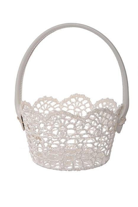4" Lace Basket W/Handle White