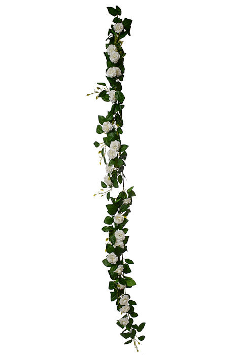 6Ft Silk Rose Garland White