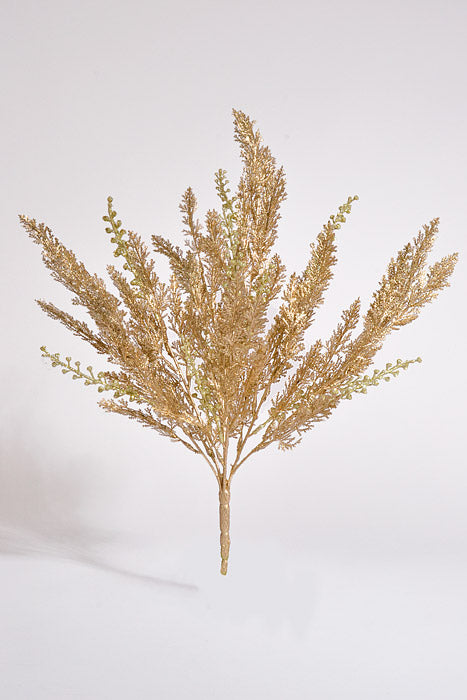 19" Metallic Cypress W/Glitter Bush Champagne