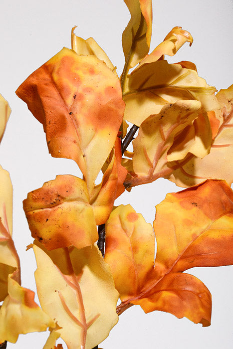 32" Silk Peony Leaf Spray Yellow