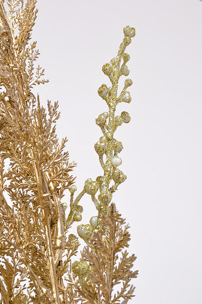 19" Metallic Cypress W/Glitter Bush Champagne
