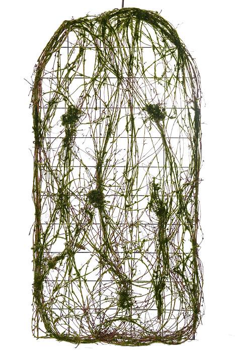 32" Wired Form Moss Twig Arched Plaque Green