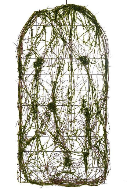 32" Wired Form Moss Twig Arched Plaque Green