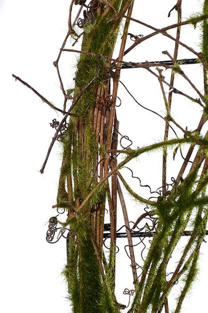 32" Wired Form Moss Twig Arched Plaque Green