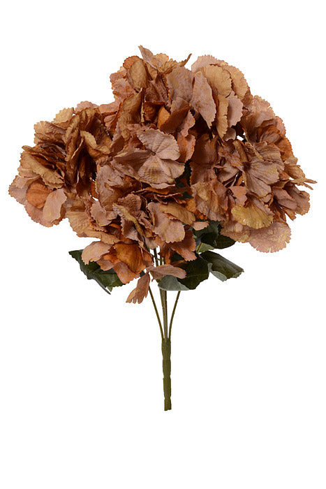 17.75" Silk Hydrangea Bush Light Brown
