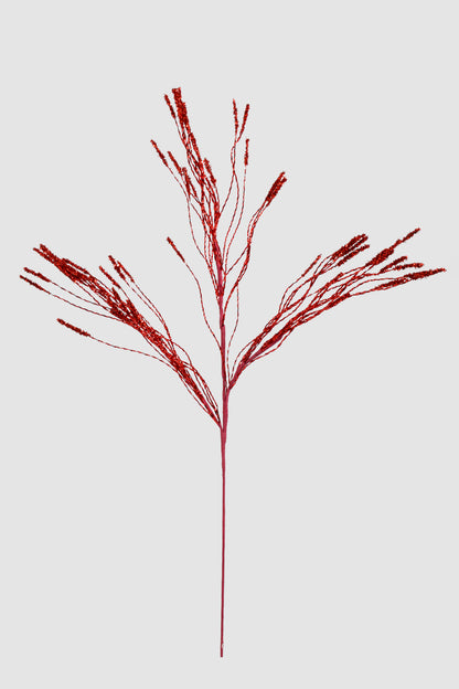 36" Glitter Twig Spray Red