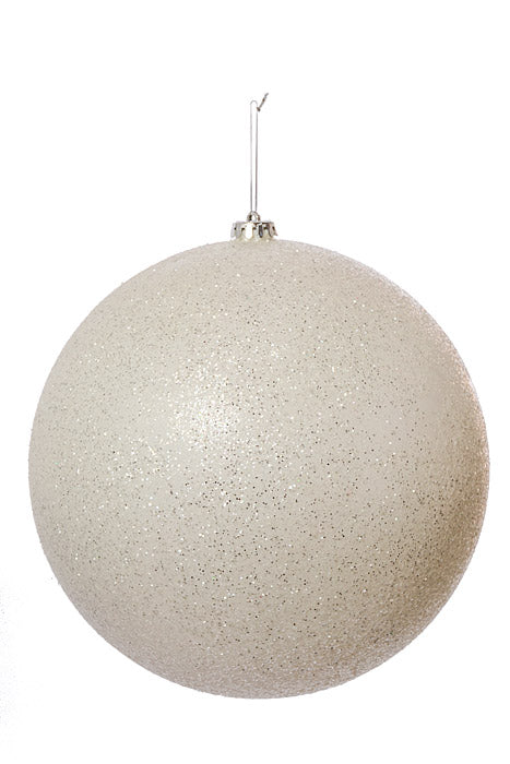 250Mm Glitter Ball Ornament White