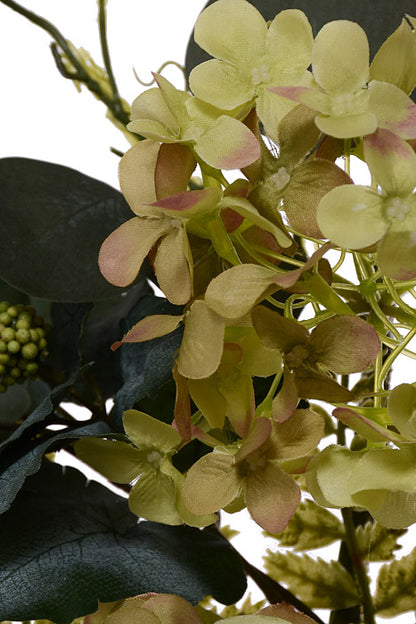 33" Silk Hydrangea Berry Spray Green