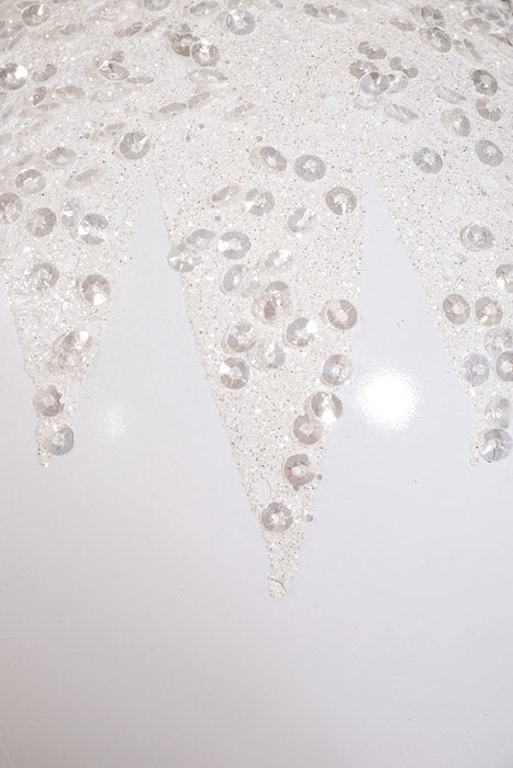 150Mm Plastic Ball with Beads Ornament White Pkg/2