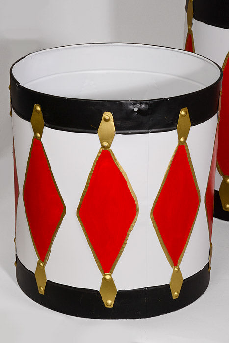 15.25"/17.75"/20.25" Metal Drum White/Red/Gold Set/3