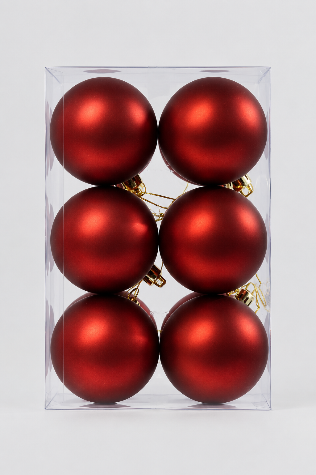 60Mm Matt Plastic Ball Ornament Burgundy Pkg/12