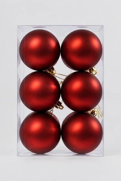 60Mm Matt Plastic Ball Ornament Burgundy Pkg/12