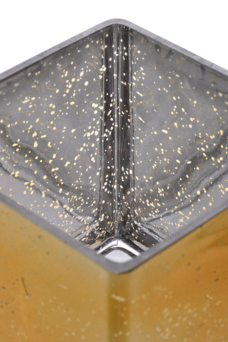 6" X 6" X 6" Square Glass Vase Mercury Gold