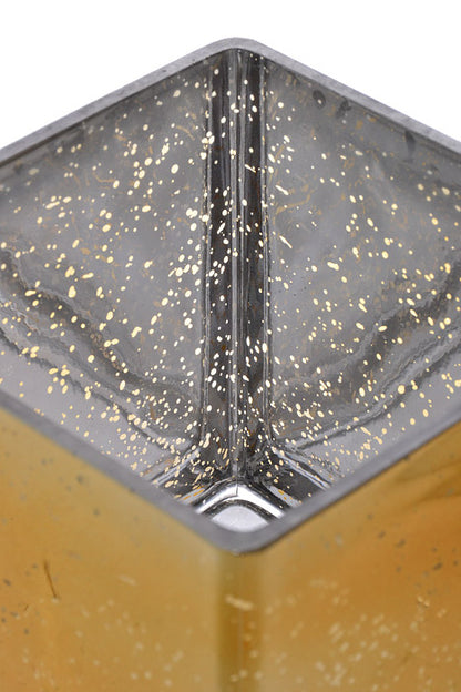 6" X 6" X 6" Square Glass Vase Mercury Gold