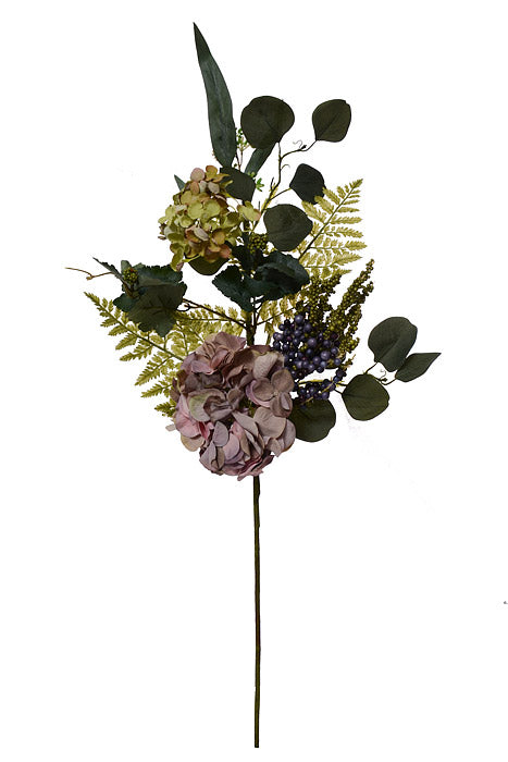 33" Silk Hydrangea Berry Spray Purple