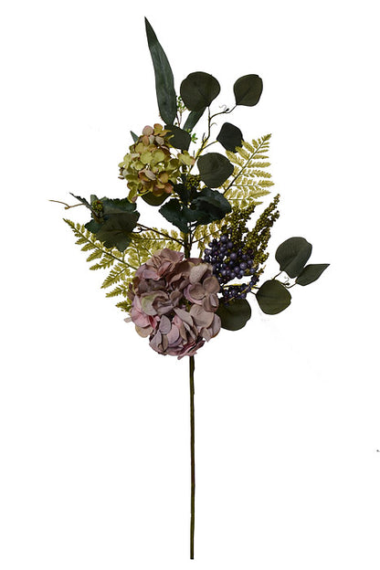 33" Silk Hydrangea Berry Spray Purple