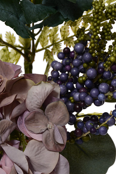 33" Silk Hydrangea Berry Spray Purple