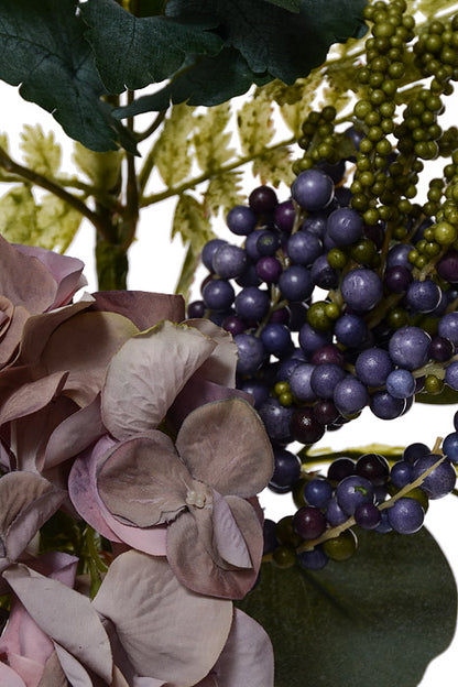 33" Silk Hydrangea Berry Spray Purple
