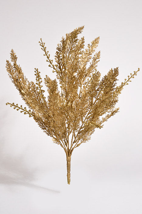 19" Metallic Cypress W/Glitter Bush Gold