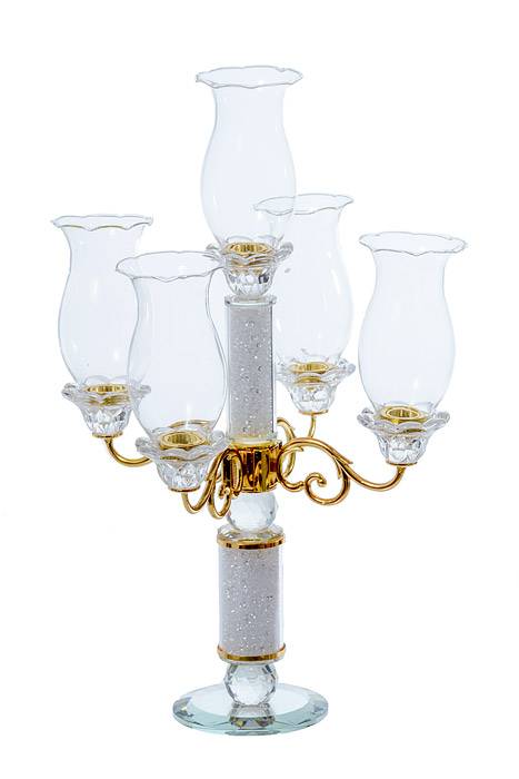 19" Crystal 5-lite Candelabrum Gold