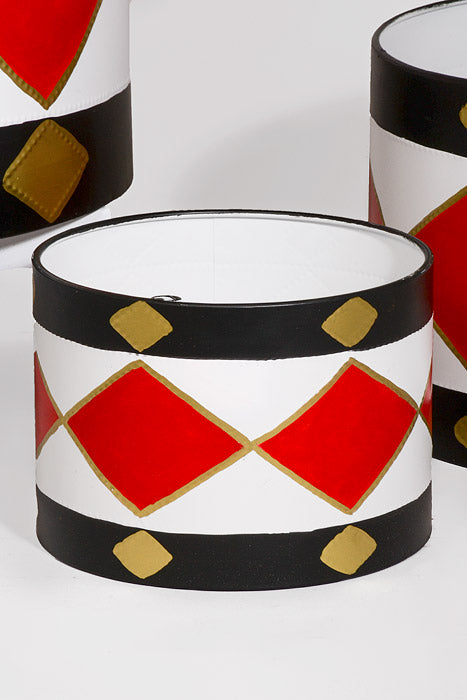 6.75"/9.5"/13" Metal Drum White/Red/Gold Set/3