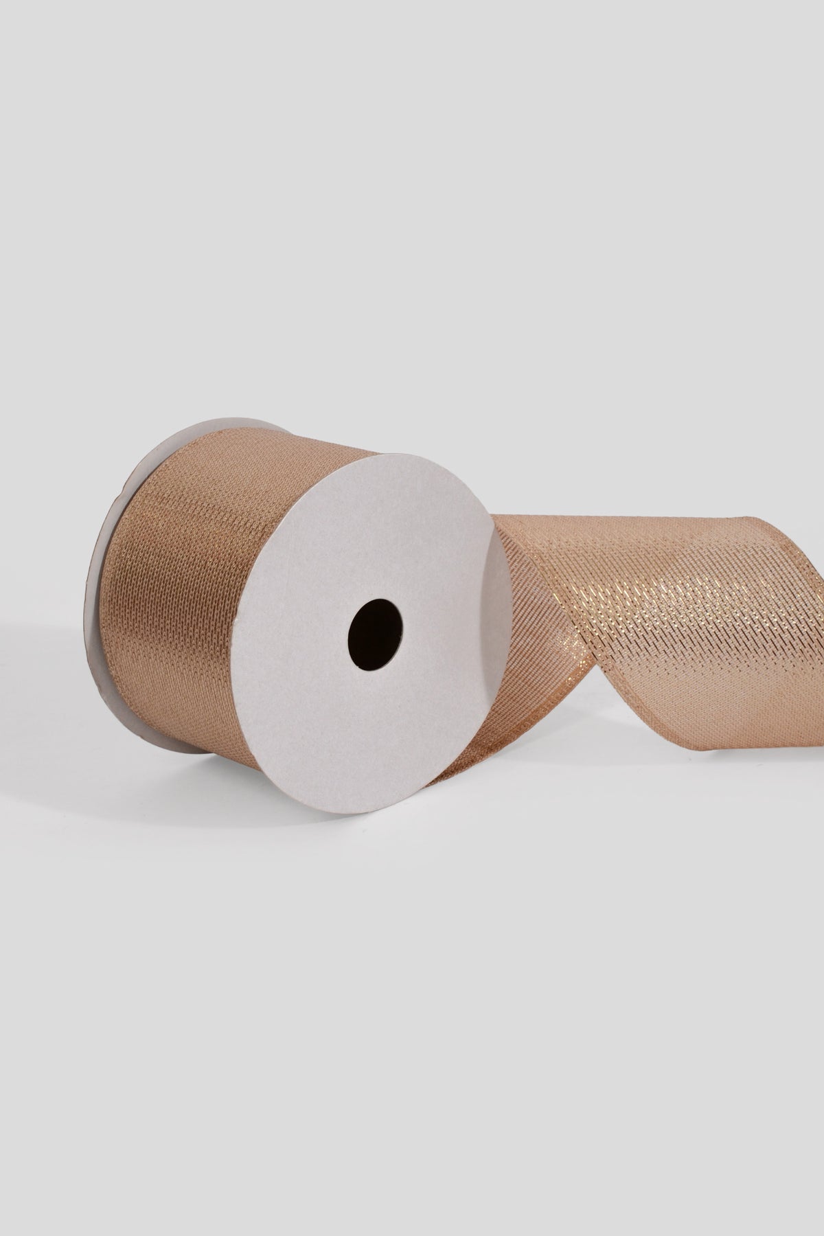 2.5" X 10Yds Wired Woven Metallic Ribbon Light Gold