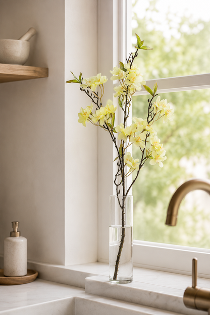 35" Silk Cherry Blossom Spray Light Green
