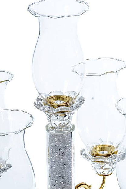 19" Crystal 5-lite Candelabrum Gold