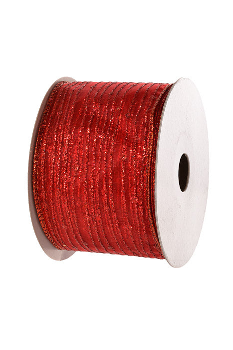 2.5" X 10Yd Wired Twinkling Ribbon Red