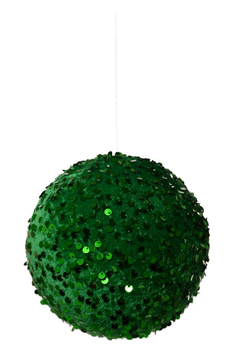 6" Sequin Ball Ornament Green