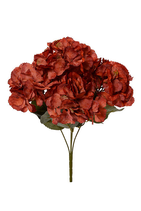 17.75" Silk Hydrangea Bush Rust