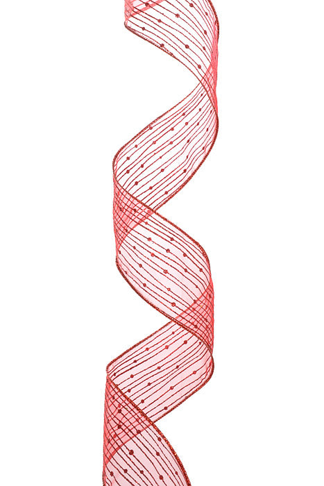 2.5" X 10Yd Wired Twinkling Ribbon Red