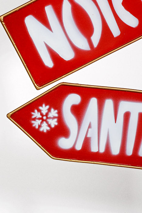 39" Metal Candy Cane North Pole Sign Red/White