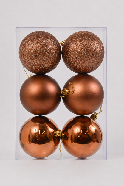 80Mm Shiny/Matt/Glitter Plastic Ball Ornament Chocolate