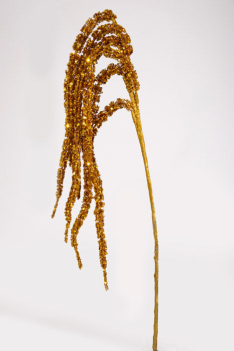 35" Glitter Hanging Amaranthus Spray Gold