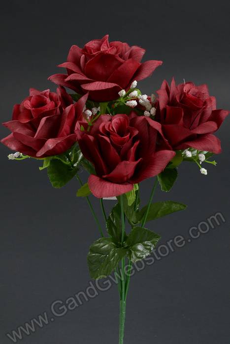 16" Printing Rose Bush Burgundy